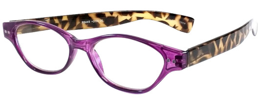 Profile View of Calabria R544S Designer Blue Light Blocking Glasses in Purple-Tortoise Oval 50mm