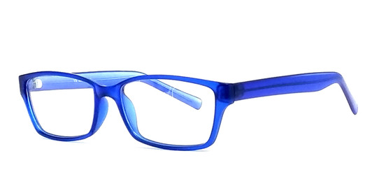 Profile View of Calabria Soho by Vivid 1020 Designer Blue Light Blocking Glasses in Matte Blue