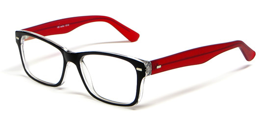 Profile View of Soho 1014 Designer Blue Light Blocking Glasses in Black-Red Unisex Square 53mm