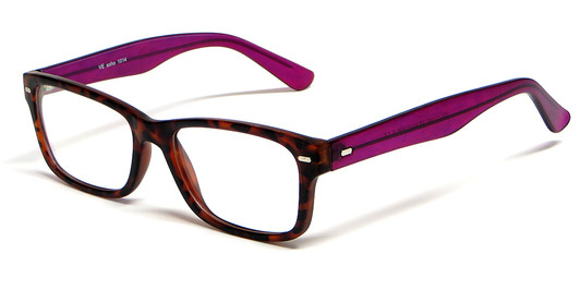 Profile View of Soho 1014 Designer Blue Light Blocking Glasses Demi Tortoise & Purple Rectangle
