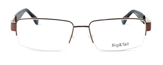 Front View of Calabria Optical Designer Blue Light Blocking Glasses Big&Tall Style 11 in Brown