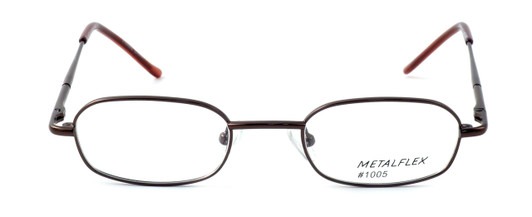 Front View of Calabria Kids Fit MetalFlex Designer Blue Light Blocking Glasses 1005 in Brown