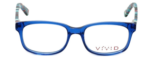 Front View of Calabria Viv Designer Blue Light Blocking Glasses 144 in Blue Ladies Square 48mm