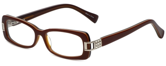 Profile View of Calabria Designer Blue Light Blocking Glasses 853 Cocoa Ladies Acetate Oval 56mm