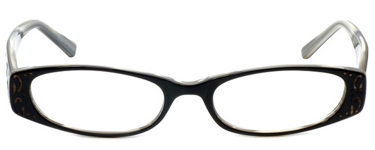 Front View of Calabria Designer Blue Light Blocking Glasses 854 Ebony Unisex Acetate Oval 60mm