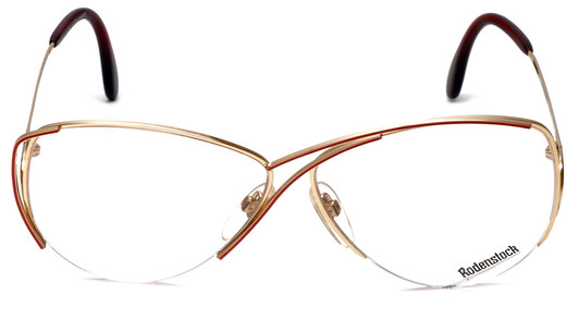 Front View of Rodenstock Designer Blue Light Block Glasses 828 in Gold & Red 59mm Retro 58mm