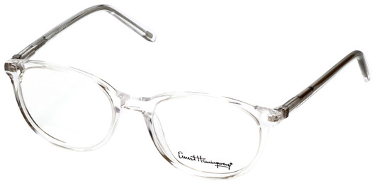 Profile View of Ernest Hemingway Designer Blue Light Blocking Glasses 4677 in Crystal Round 49mm
