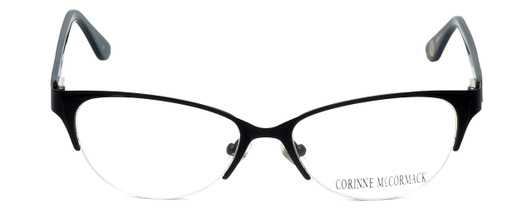 Front View of Corinne McCormack Designer Blue Light Blocking Glasses Gramercy in Black 52mm
