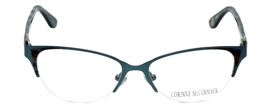 Front View of Corinne McCormack Designer Blue Light Blocking Glasses Gramercy in Teal 52mm