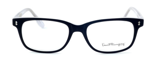 Front View of Ernest Hemingway Designer Blue Light Block Glasses H4617 Matte-Black-White 52mm