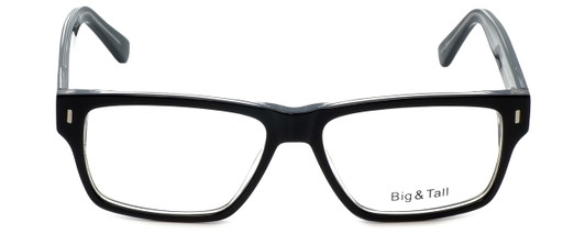Front View of Big&Tall Designer Blue Light Block Glasses 13 Square Black Crystal Acetate 58mm