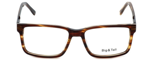 Front View of Big&Tall Designer Blue Light Block Glasses 14 Demi Tortoise Brown Acetate 58mm