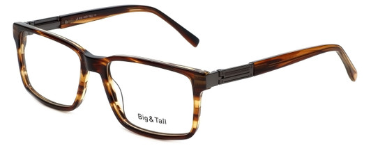 Profile View of Big&Tall Designer Blue Light Block Glasses 14 Demi Tortoise Brown Acetate 58mm