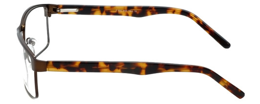 Side View of Big&Tall Designer Blue Light Blocking Glasses 15 in Matte Brown Men's Metal 60mm