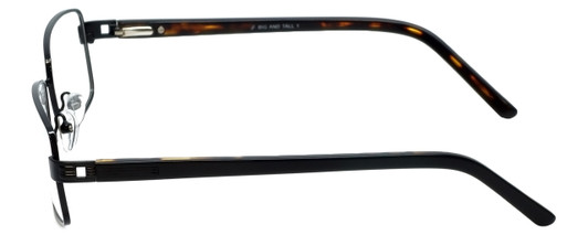 Side View of Big&Tall Designer Blue Light Blocking Glasses 1 in Black Rectangle Metal 60mm