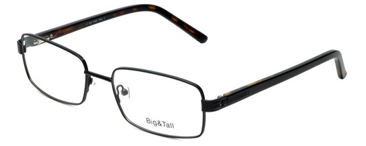 Profile View of Big&Tall Designer Blue Light Blocking Glasses 1 in Black Rectangle Metal 60mm