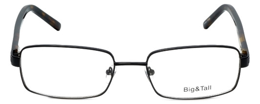Front View of Big&Tall Designer Blue Light Blocking Glasses 1 in Black Rectangle Metal 60mm