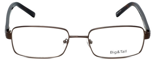 Front View of Big&Tall Designer Blue Light Blocking Glasses 1 in Brown Rectangle Metal 60mm