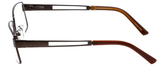 Side View of Big&Tall Designer Blue Light Blocking Glasses 6 in Matte Brown Men's Metal 61mm