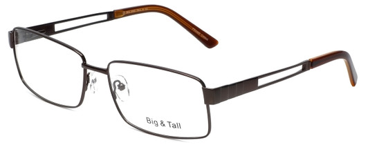 Profile View of Big&Tall Designer Blue Light Blocking Glasses 6 in Matte Brown Men's Metal 61mm