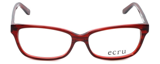 Front View of Ecru Designer Blue Light Block Glasses Beck-005 Red 53mm Unisex Rectangle 53mm
