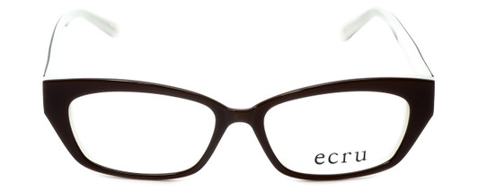Front View of Ecru Designer Blue Light Blocking Glasses Bowie-002 in Brown 50mm Cateye 50mm