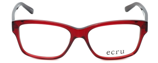 Front View of Ecru Designer Blue Light Blocking Glasses Collins-062 in Red 53mm Square 53mm