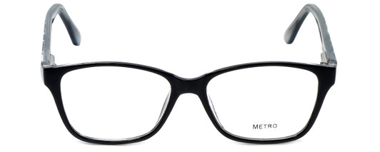 Front View of Metro Designer Blue Light Blocking Glasses Metro-23-Black in Black 47mm Square