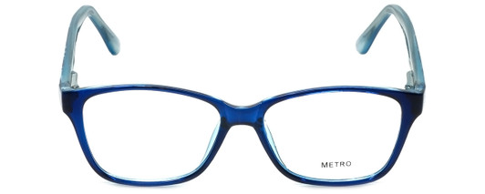 Front View of Metro Designer Blue Light Block Glasses Metro-23-Blue in Blue 47mm Cateye 47mm