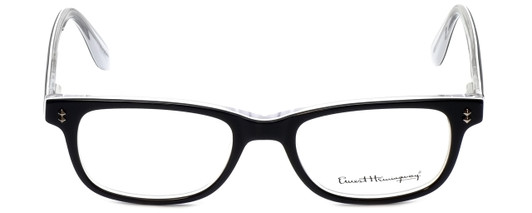 Front View of Ernest Hemingway Designer Blue Light Blocking Glasses H4617 in Black-Clear 52mm