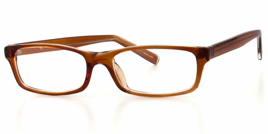 Profile View of Calabria Soho by Vivid 60 Designer Progressive Lens Blue Light Glasses in Brown