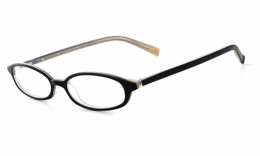 Profile View of Calabria Vivid 750 Designer Progressive Lens Blue Light Glasses in Black Brown
