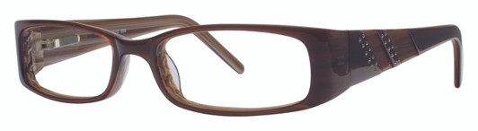 Profile View of Calabria Vivid 659 Designer Progressive Lens Blue Light Glasses Brown Rectangle