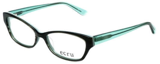 Profile View of Ecru Designer Progressive Lens Blue Light Glasses Ferry-034 Oyster 53mm Cateye