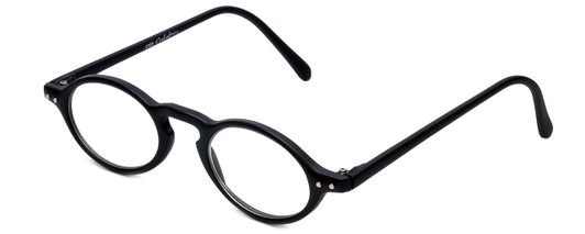Profile View of Calabria 4365 Oval Designer Blue Light Blocking Glasses Matte Black Acetate 42mm