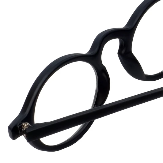 Close Up View of Calabria 4365 Oval Designer Blue Light Blocking Glasses Matte Black Acetate 42mm