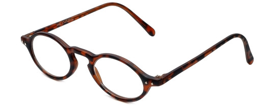 Profile View of Calabria 4365 Oval Designer Blue Light Blocking Glasses in Matte Tortoise 42 mm
