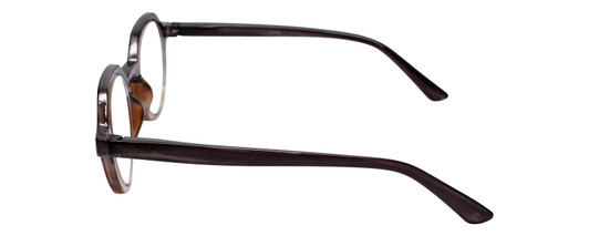 Side View of Calabria Elite Designer Blue Light Glasses Hexagon Round R207 46mm in Grey Black