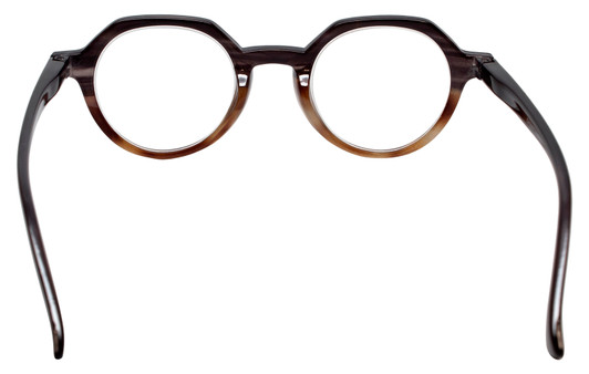 Close Up View of Calabria Elite Designer Blue Light Glasses Hexagon Round R207 46mm in Grey Black