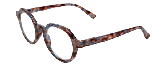 Profile View of Calabria Elite Designer Blue Light Glasses Hexagon R207 46 mm Demi Tortoise Blue