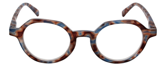 Front View of Calabria Elite Designer Blue Light Glasses Hexagon R207 46 mm Demi Tortoise Blue