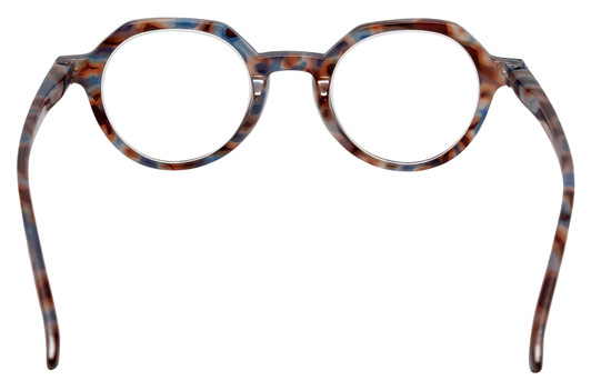 Close Up View of Calabria Elite Designer Blue Light Glasses Hexagon R207 46 mm Demi Tortoise Blue