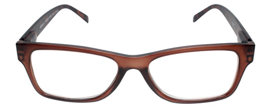 Front View of Calabria Morgan Rectangle Designer Blue Light Block Glasses 52 mm in Brown Frost