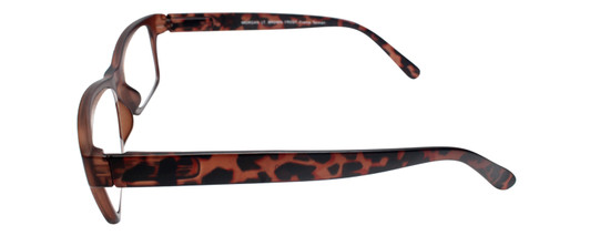 Side View of Calabria Morgan Rectangle Designer Blue Light Block Glasses 52 mm in Brown Frost