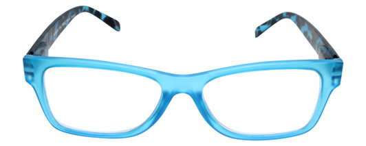 Front View of Calabria Morgan Rectangular Designer Blue Light Glasses 52mm in Teal Frost Green