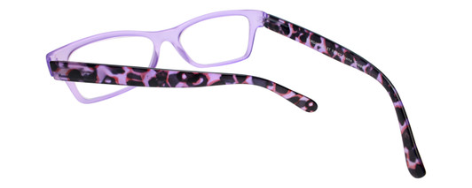 Close Up View of Calabria Morgan Rectangular Designer Blue Light Glasses 52mm Violet Frost Purple