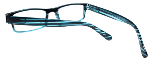 Close Up View of Calabria Jordan 2 Rectangular Designer Blue Light Block Glasses 50mm in Rad Blue