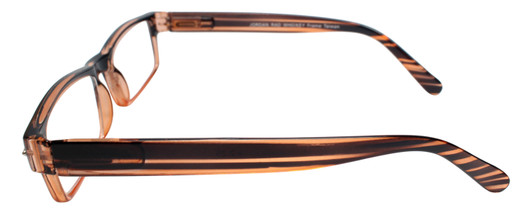 Side View of Calabria Jordan 2 Rectangular Designer Blue Light Glasses 50mm Rad Whiskey Brown