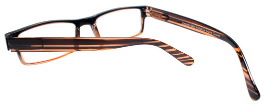 Close Up View of Calabria Jordan 2 Rectangular Designer Blue Light Glasses 50mm Rad Whiskey Brown