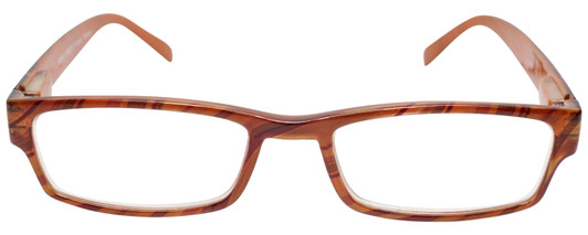 Front View of Calabria Mira Rectangular Designer Blue Light Block Glasses 50 mm Apricot Orange